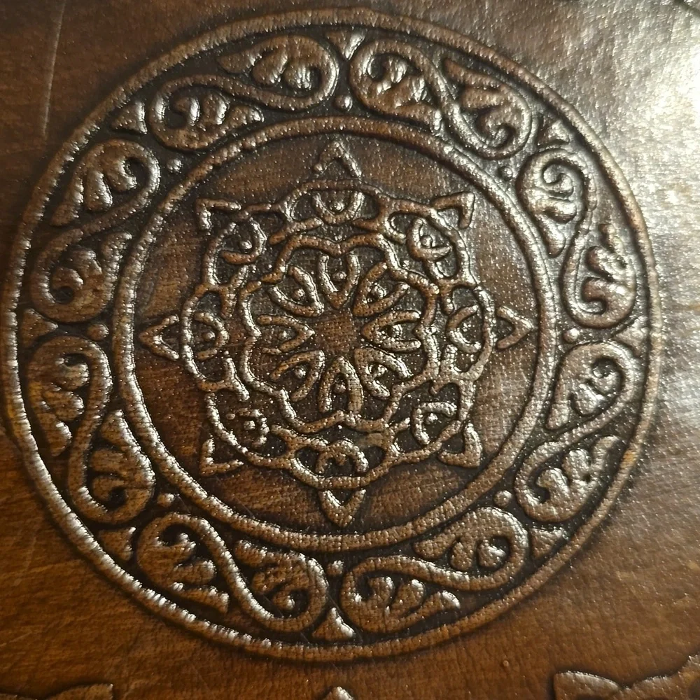 ♥️BUY 2 GET 1 FREE Earthbound Brown Embossed Clock Leather Journal
